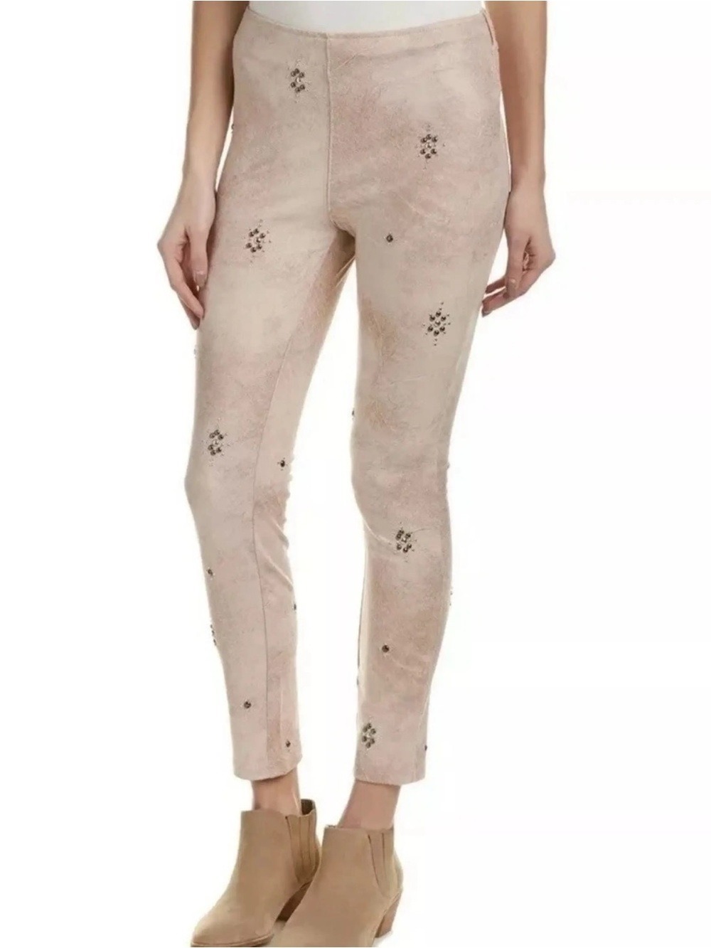 Free People Embellished Vegan Suede Skinny Pants Leggings Ballet Pink Size 26